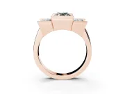 Oval Channel-Set Three Stone Engagement Ring Setting for a Black Center | Wide Flat Band | Rose Gold