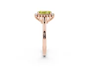 Fancy Yellow Emerald Cut Diamond Halo Ring Set in Rose gold with Plain Solitaire Band and Prong Setting