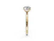 Round Hidden Halo Engagement Ring Setting | Thin Plain Band | Yellow Gold