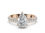 Pear-Shaped Pavé Solitaire Engagement Ring Setting | Domed Pavé Band | Rose Gold