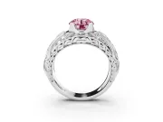 Round Art Deco Graduated Engagement Ring Setting for a Fancy Pink Lab-Grown Diamond | Platinum