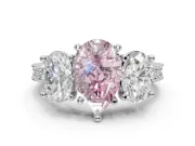 Pear-Shaped Vintage Three Stone Engagement Ring Setting for a Fancy Pink Lab-Grown Diamond | Sterling Silver