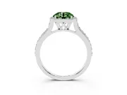 Round Halo Engagement Ring Setting for a Fancy Green Lab-Grown Diamond | Sterling Silver - Design NV-24729