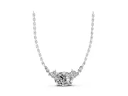 Oval Lab-Grown Diamond East-West Pendant Necklace | Round Accent Arcs | Sterling Silver
