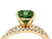 Princess Cut Twisted Pavé Engagement Ring Setting for a Fancy Green Lab-Grown Diamond | Yellow Gold