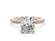 3 Carat Radiant Cut Lab-Grown Diamond Solitaire Engagement Ring | Pavé Shoulders | Rose Gold