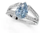Pear-Shaped Split Shank Pavé Engagement Ring Setting for a Fancy Blue Lab-Grown Diamond | Platinum
