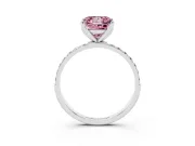 Princess Cut Pave Solitaire Engagement Ring Setting for a Fancy Pink Lab-Grown Diamond | Slim Band | Sterling Silver