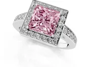 Princess Cut Framed Halo Engagement Ring Setting for a Fancy Pink Lab-Grown Diamond | White Gold