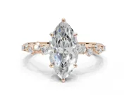 Marquise Solitaire Engagement Ring Setting | Graduated Scattered Accents | Rose Gold