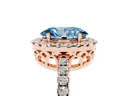 Oval Halo Engagement Ring Setting for a Fancy Blue Lab-Grown Diamond | Pavé Band | Rose Gold