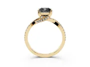 Cushion Cut Twisted Pavé Engagement Ring Setting for a Black Center | Split Shank | Yellow Gold