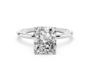 Radiant Cut Thin Solitaire Engagement Ring Setting | Straight Plain Band | White Gold