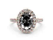 Oval Halo Engagement Ring Setting for a Black Center | Pavé Shoulders | Rose Gold
