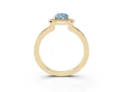 Pear-Shaped Bezel-Rim Halo Engagement Ring Setting for a Fancy Blue Lab-Grown Diamond | Pave Band | Yellow Gold