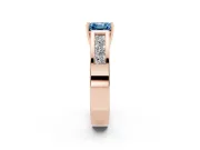Fancy Blue Asscher Cut Diamond Solitaire Ring Set in Rose gold with Channel-Set Accent Stones and Prong Setting
