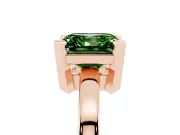 Fancy Green Asscher Cut Diamond Solitaire Ring Set in Rose gold with Prong Head and Smooth Polished Band