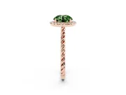 Round Rope Halo Engagement Ring Setting for a Fancy Green Lab-Grown Diamond | Rose Gold