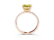 Asscher Cut Petite Pavé Solitaire Engagement Ring Setting for a Fancy Yellow Lab-Grown Diamond | Slim Band | Rose Gold