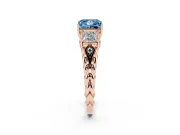 Fancy Blue Princess Cut Diamond Three-Stone Ring Set in Rose gold with Braided Band