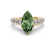 Marquise Graduated Engagement Ring Setting for a Fancy Green Lab-Grown Diamond | Yellow Gold