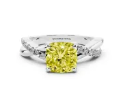 Cushion Cut Twist Engagement Ring Setting for a Fancy Yellow Lab-Grown Diamond | Sterling Silver