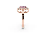 Emerald Cut Scalloped Cluster Halo Engagement Ring Setting for a Fancy Pink Lab-Grown Diamond | Plain Band | Rose Gold