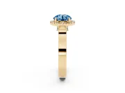 Round Pavé Halo Engagement Ring Setting for a Fancy Blue Lab-Grown Diamond | Yellow Gold