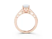 Radiant Cut Graduated Pave Cathedral Solitaire Engagement Ring Setting | Scroll Cut-Outs | Rose Gold