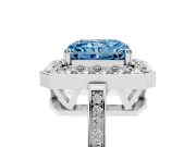 Radiant Cut Halo Engagement Ring Setting for a Fancy Blue Lab-Grown Diamond | Polished Halo Rim | White Gold