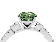 Oval Leaf Pavé Engagement Ring Setting for a Fancy Green Lab-Grown Diamond | Sterling Silver