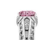 Fancy Pink Radiant Cut Diamond Vintage-Inspired Milgrain Ring Set in Silver with Accent Split Shank