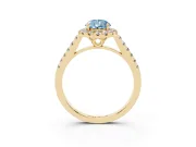 Pear-Shaped Raised Halo Engagement Ring Setting for a Fancy Blue Lab-Grown Diamond | Yellow Gold
