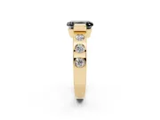 Emerald Cut Tension Style Engagement Ring Setting for a Black Center | Yellow Gold
