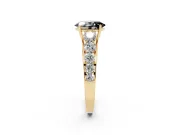Oval Graduated Side Stone Engagement Ring Setting for a Black Center | Flat Top Band | Yellow Gold