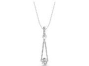 Oval Lab-Grown Diamond Pavé Open Triangle Pendant Necklace | Pavé Bail | White Gold