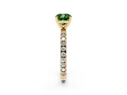 Fancy Green Cushion Cut Diamond Pavé Band Solitaire Set in Yellow gold with Prong Setting