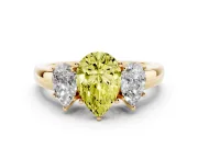 Pear-Shaped Three Stone Engagement Ring Setting for a Fancy Yellow Lab-Grown Diamond | Yellow Gold - Design NV-24844
