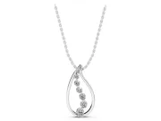 Round Lab-Grown Diamond Graduated Cascading Teardrop Pendant Necklace | Open Frame | Sterling Silver