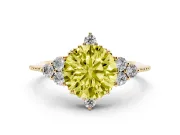 Round Cluster Engagement Ring Setting for a Fancy Yellow Lab-Grown Diamond | Yellow Gold