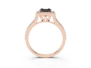 Asscher Cut Pavé Halo Engagement Ring Setting for a Black Center | Rose Gold