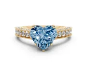 Heart-Shaped Hidden Halo Engagement Ring Setting for a Fancy Blue Lab-Grown Diamond | Milgrain Pave | Yellow Gold