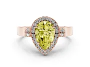 Pear-Shaped Halo Engagement Ring Setting for a Fancy Yellow Lab-Grown Diamond | Pavé Panel Shoulders | Rose Gold