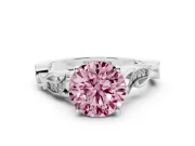 Round Vine Engagement Ring Setting for a Fancy Pink Lab-Grown Diamond | Sterling Silver