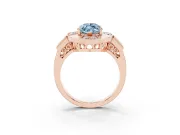 Fancy Blue Marquise Cut Diamond Milgrain Halo Ring Set in Rose gold with Split Shank