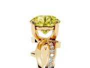Round Twisted Pavé Engagement Ring Setting for a Fancy Yellow Lab-Grown Diamond | Pavé and Plain Strands | Yellow Gold