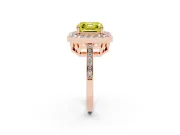 Asscher Cut Halo Engagement Ring Setting for a Fancy Yellow Lab-Grown Diamond | Polished Halo Rim | Rose Gold