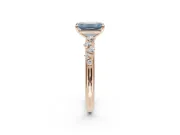 Emerald Cut Graduated Solitaire Engagement Ring Setting for a Fancy Blue Lab-Grown Diamond | Rose Gold