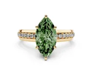 Marquise Channel Set Engagement Ring Setting for a Fancy Green Lab-Grown Diamond | Rope Collar | Yellow Gold