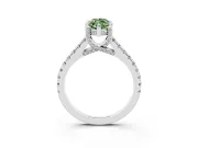 Marquise Hidden Halo Pave Engagement Ring Setting for a Fancy Green Lab-Grown Diamond | Claw Prongs | White Gold